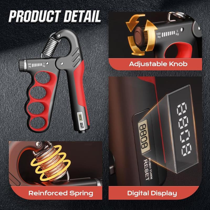Adjustable Hand Grip Trainer with Electronic Counting New Grip Strength Trainer 5-100KG 11-220LB Adjustable Hand Gripper Strengthener Forearm Exerciser for Adults Training Strength